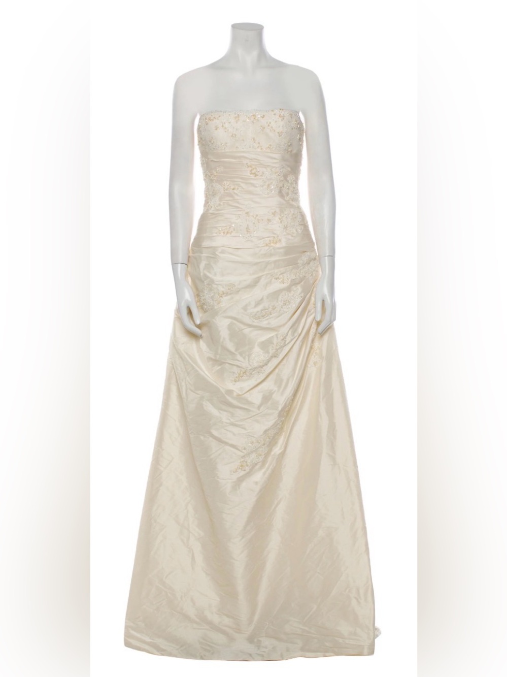 Pronovias strapless wedding dress with elegant bodice & train
